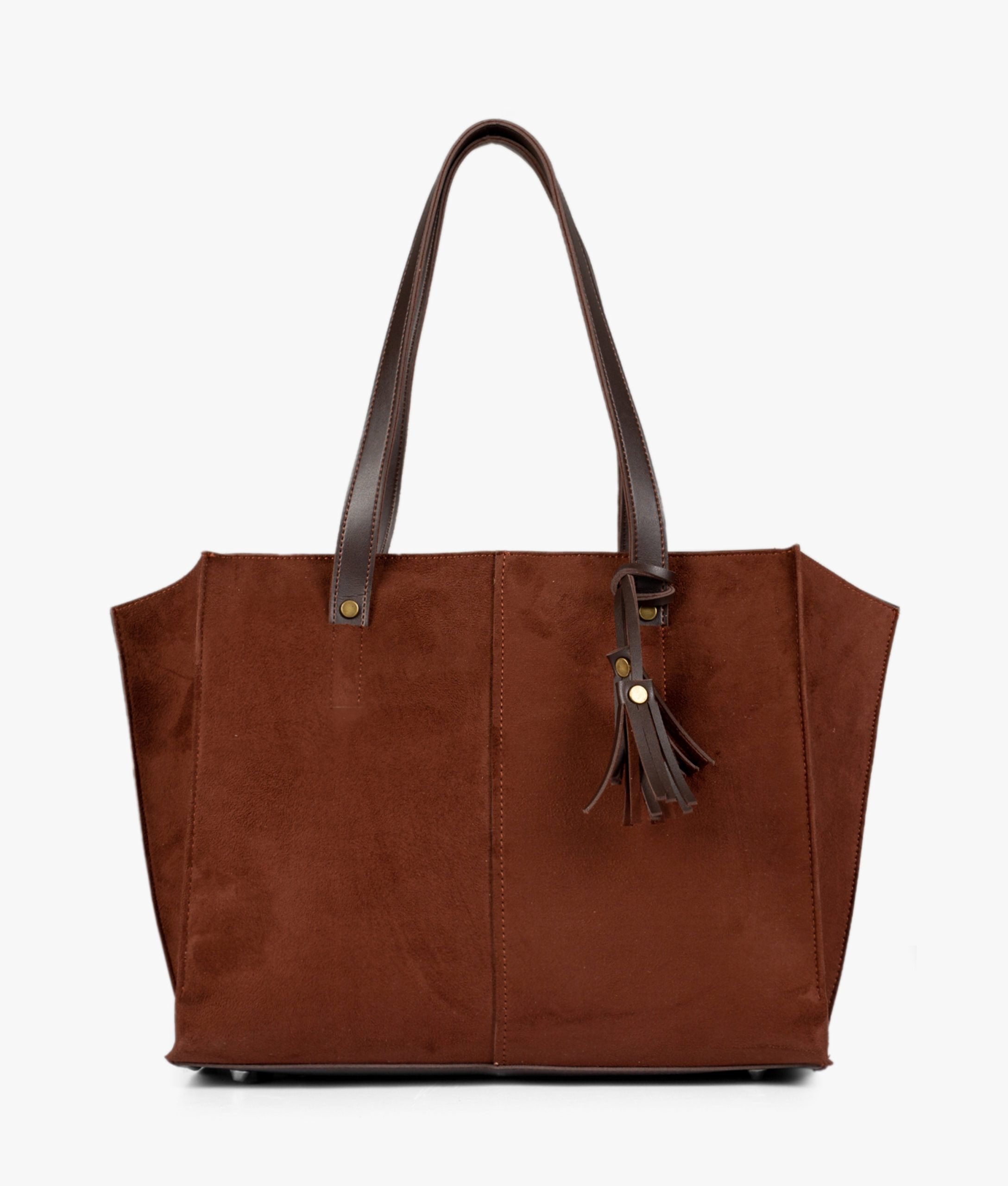 RTW Creation - Dark brown suede over the shoulder tote bag