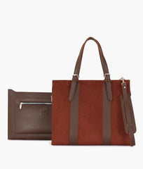 RTW Creation - Dark brown suede laptop bag with sleeve