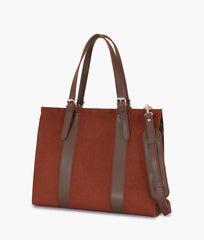 RTW Creation - Dark brown suede laptop bag with sleeve