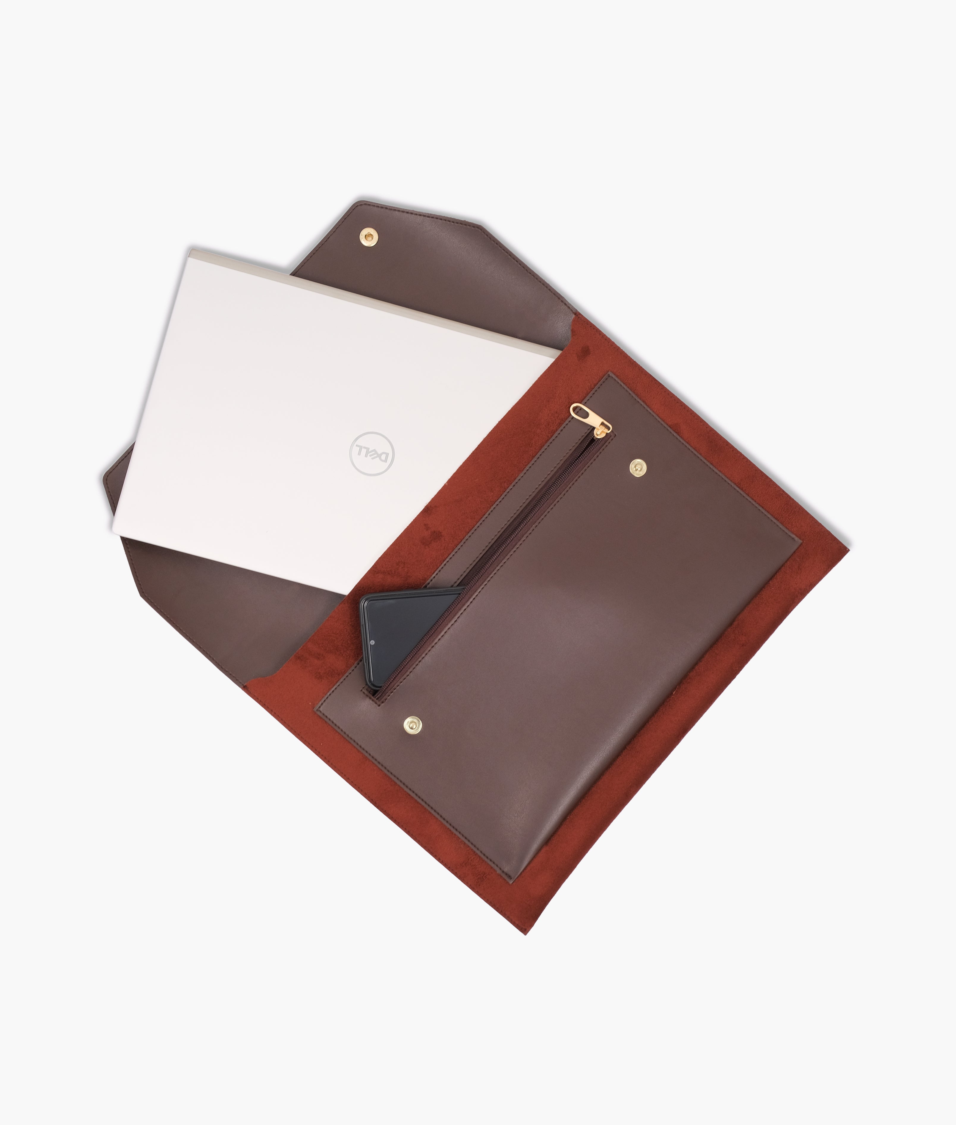RTW Creation - Dark brown suede laptop sleeve 17