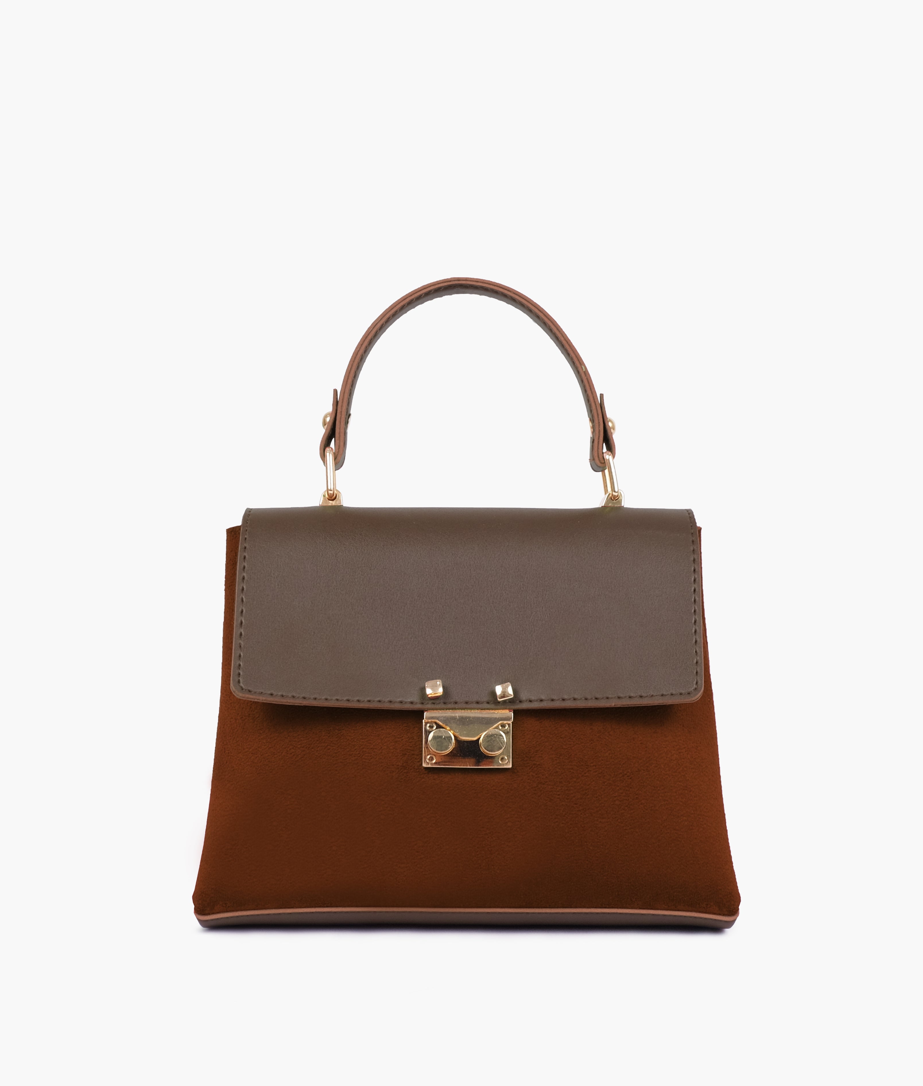 RTW Creation - Dark brown suede mini top-handle bag