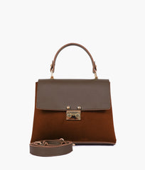 RTW Creation - Dark brown suede mini top-handle bag
