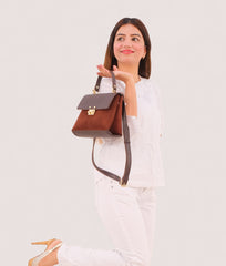 RTW Creation - Dark brown suede mini top-handle bag