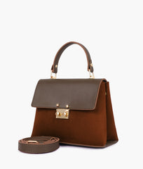 RTW Creation - Dark brown suede mini top-handle bag