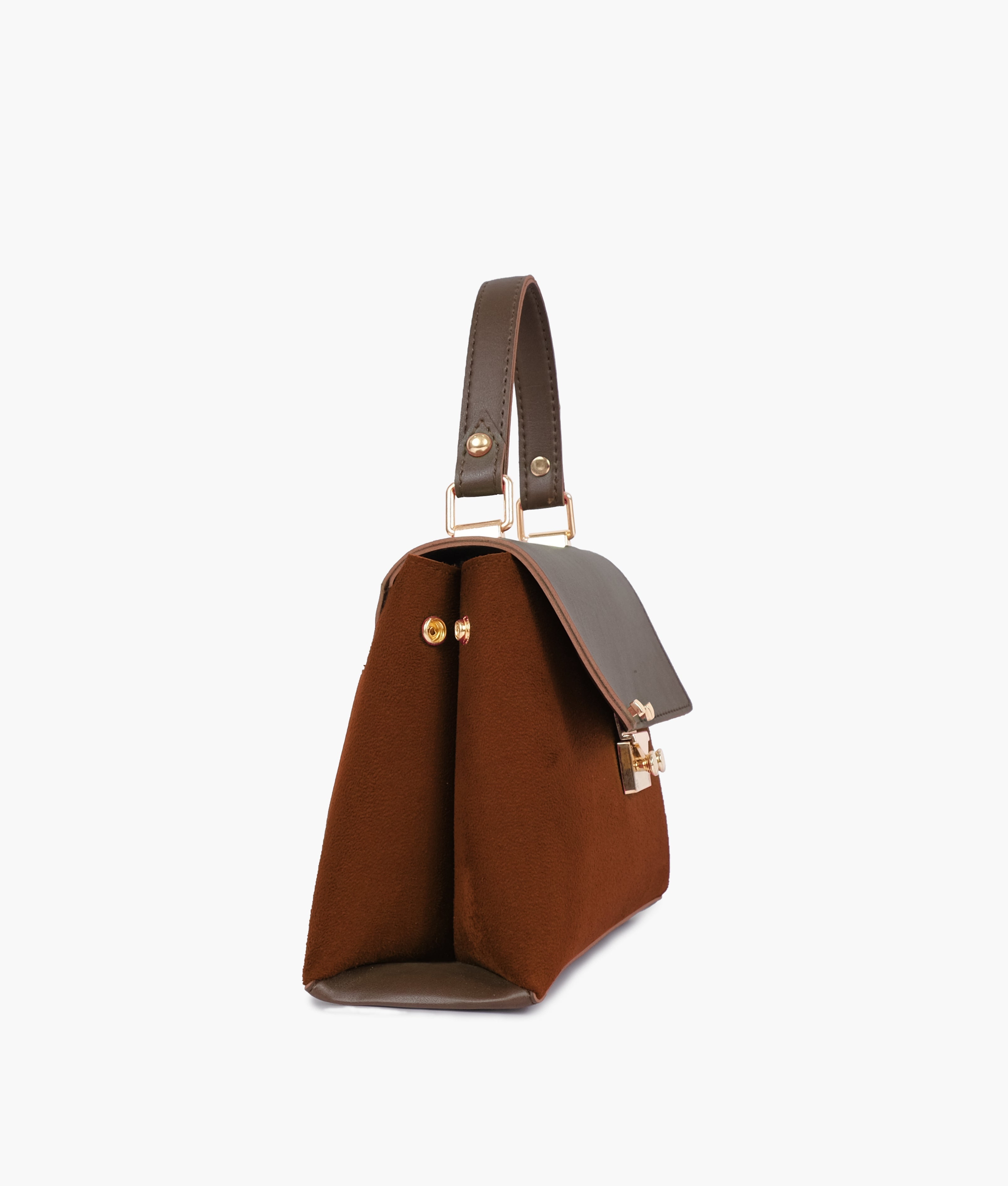 RTW Creation - Dark brown suede mini top-handle bag