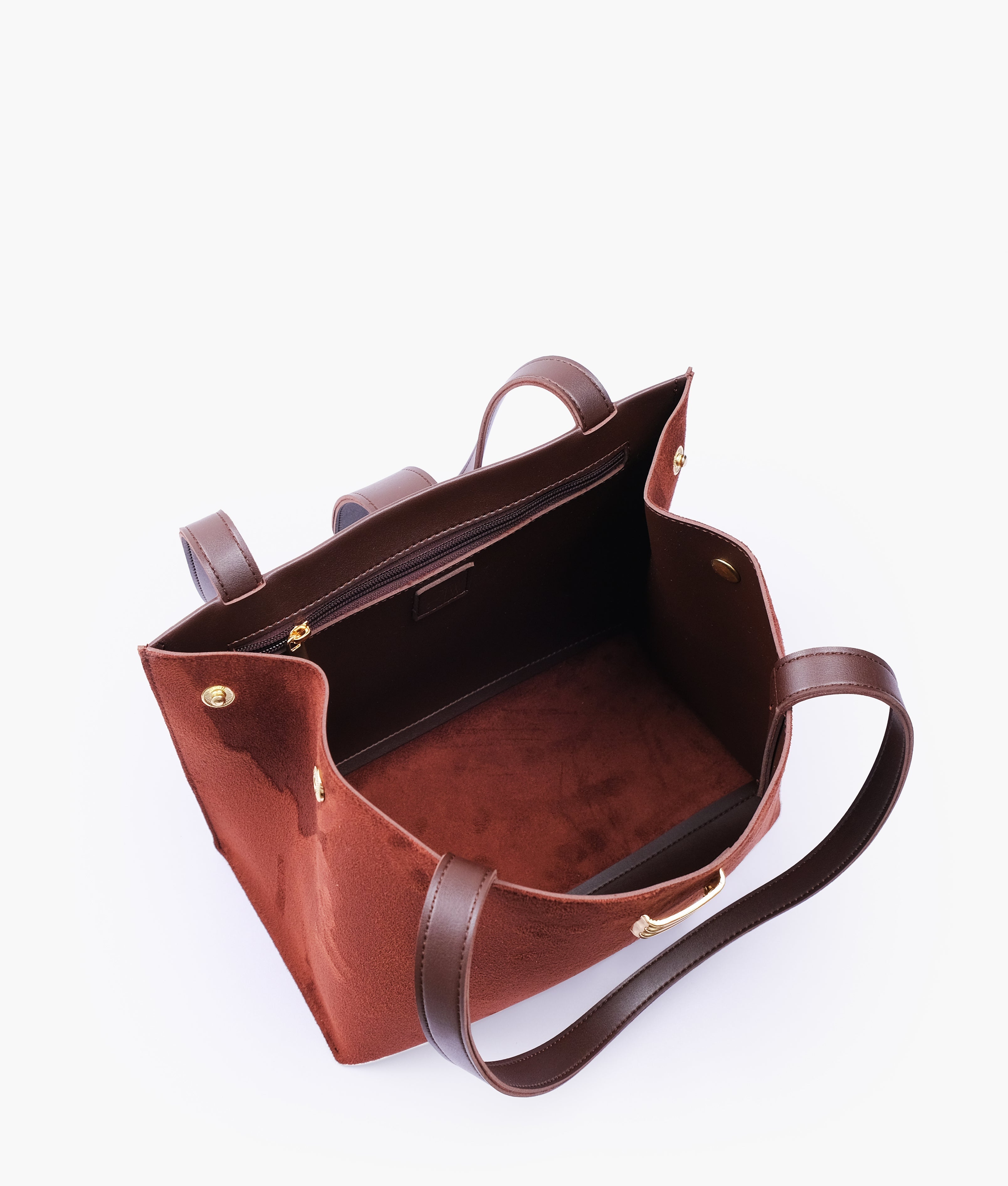 RTW Creation - Dark brown suede mini tote bag