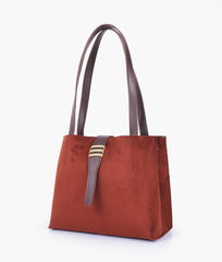 RTW Creation - Dark brown suede mini tote bag
