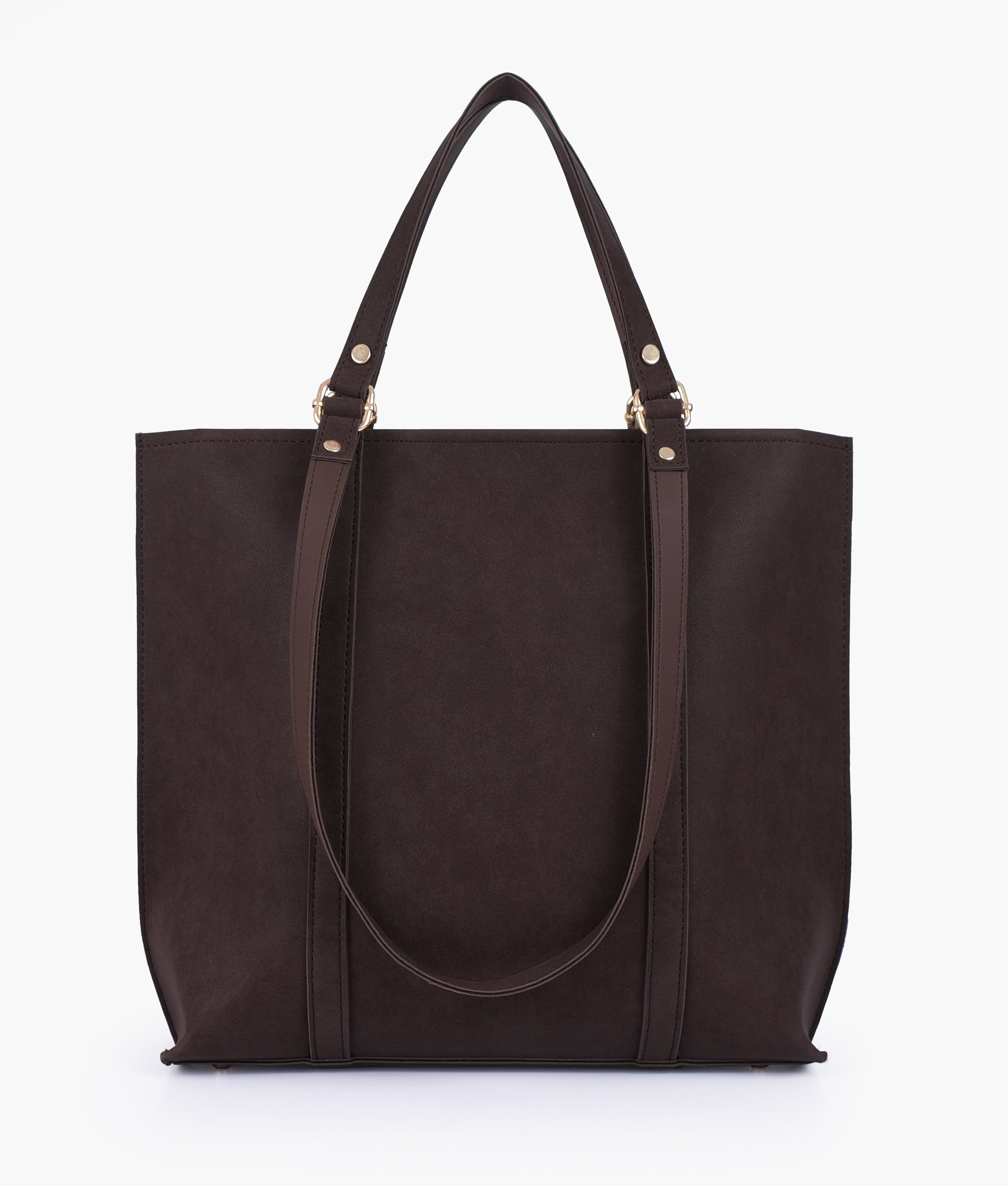RTW Creation - Dark brown mocha suede double-handle tote