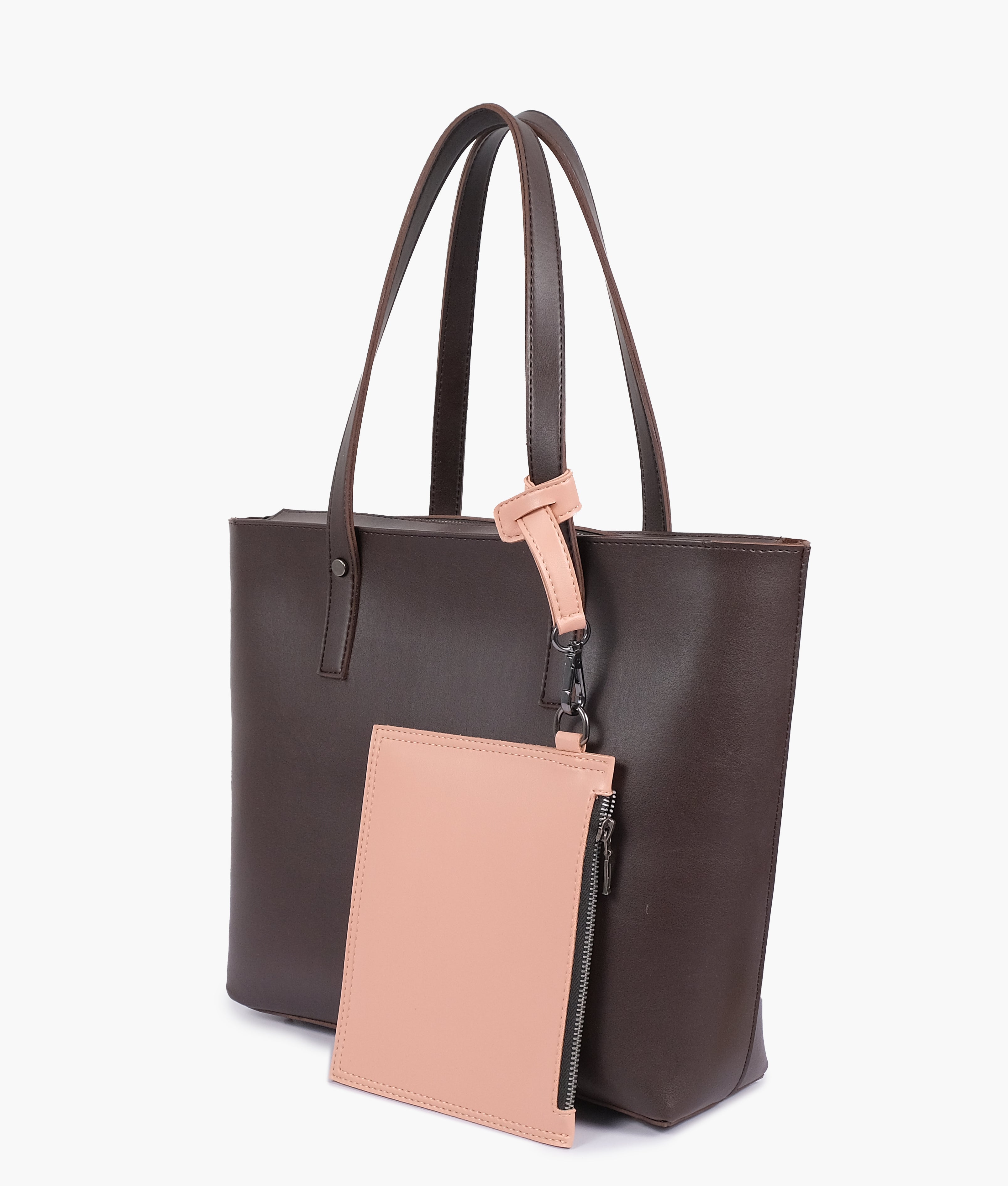 RTW Creation - Dark brown tote bag with detachable pouch
