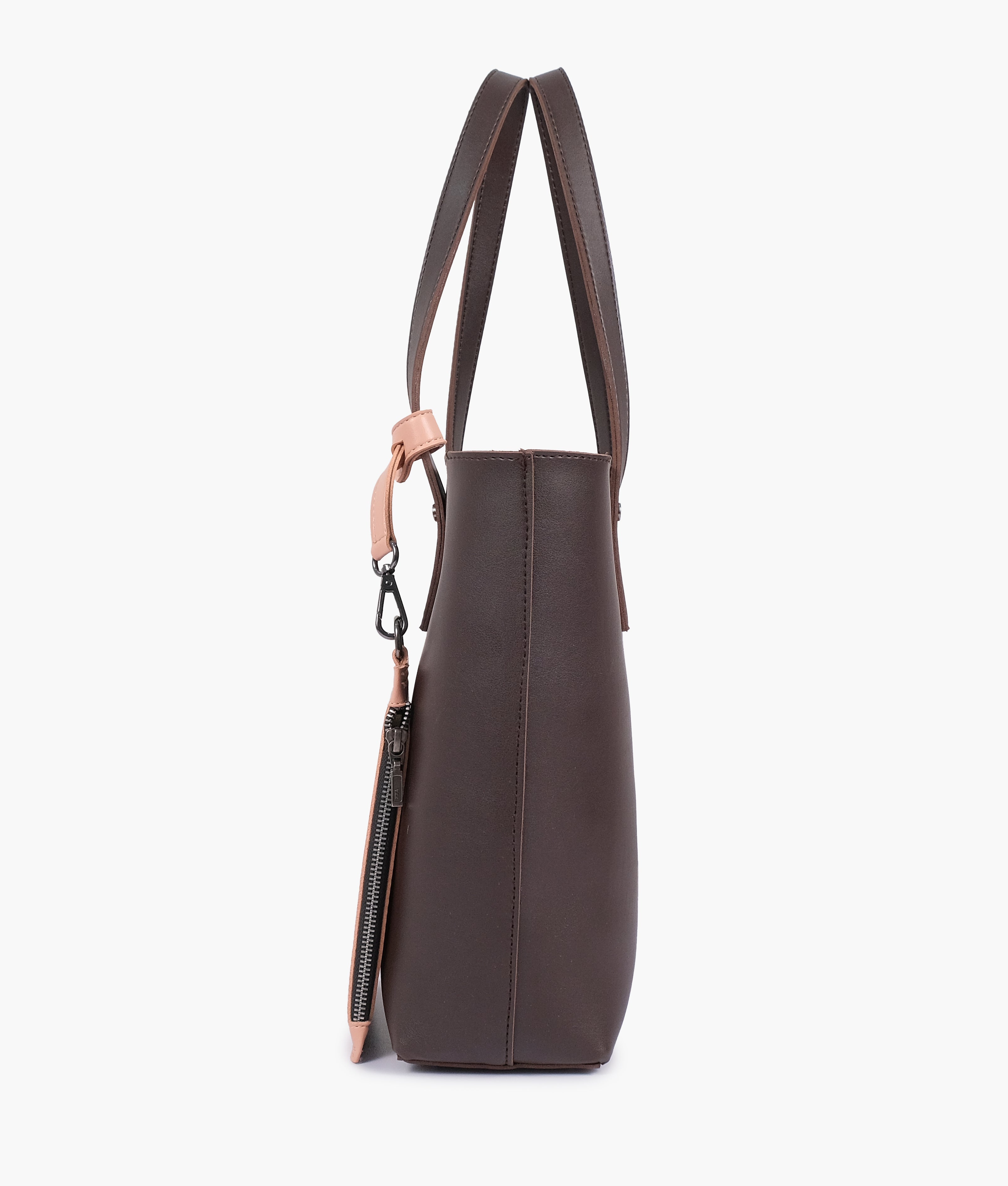 RTW Creation - Dark brown tote bag with detachable pouch