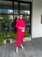 Manahils Stitched Pink Embroidered Knot Set