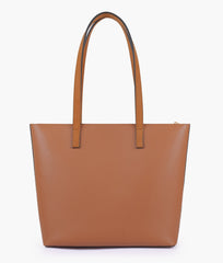 RTW Creation - Tan front pocket tote bag