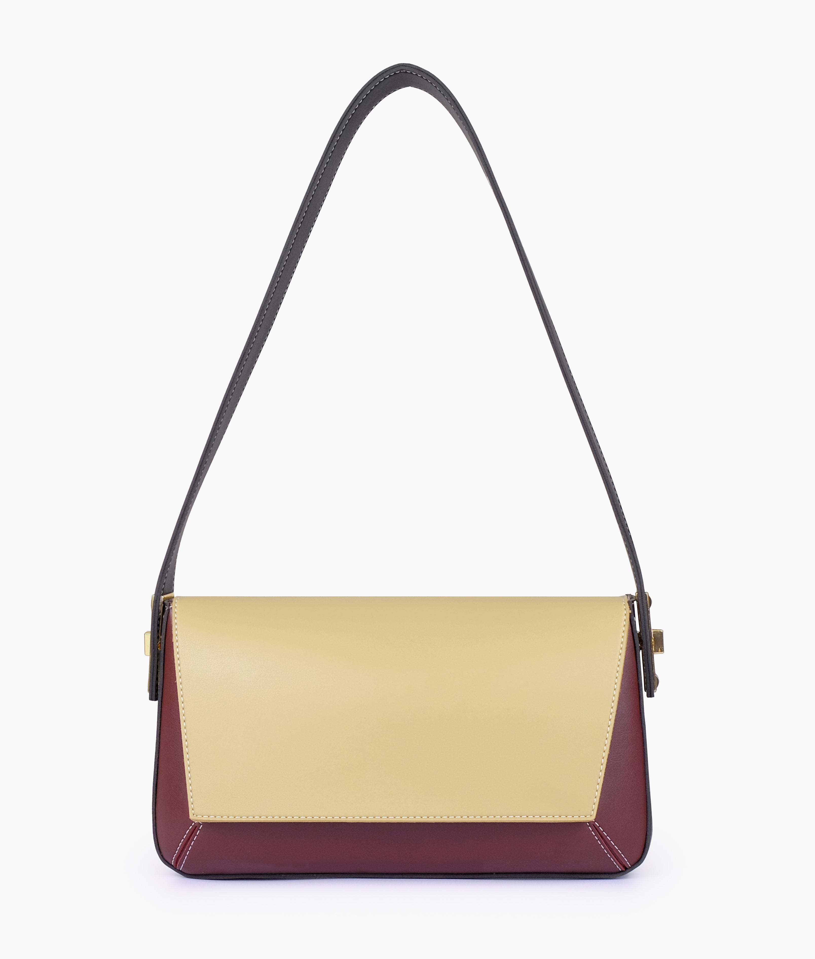 RTW Creation - Neutral color-blocking mini flap bag