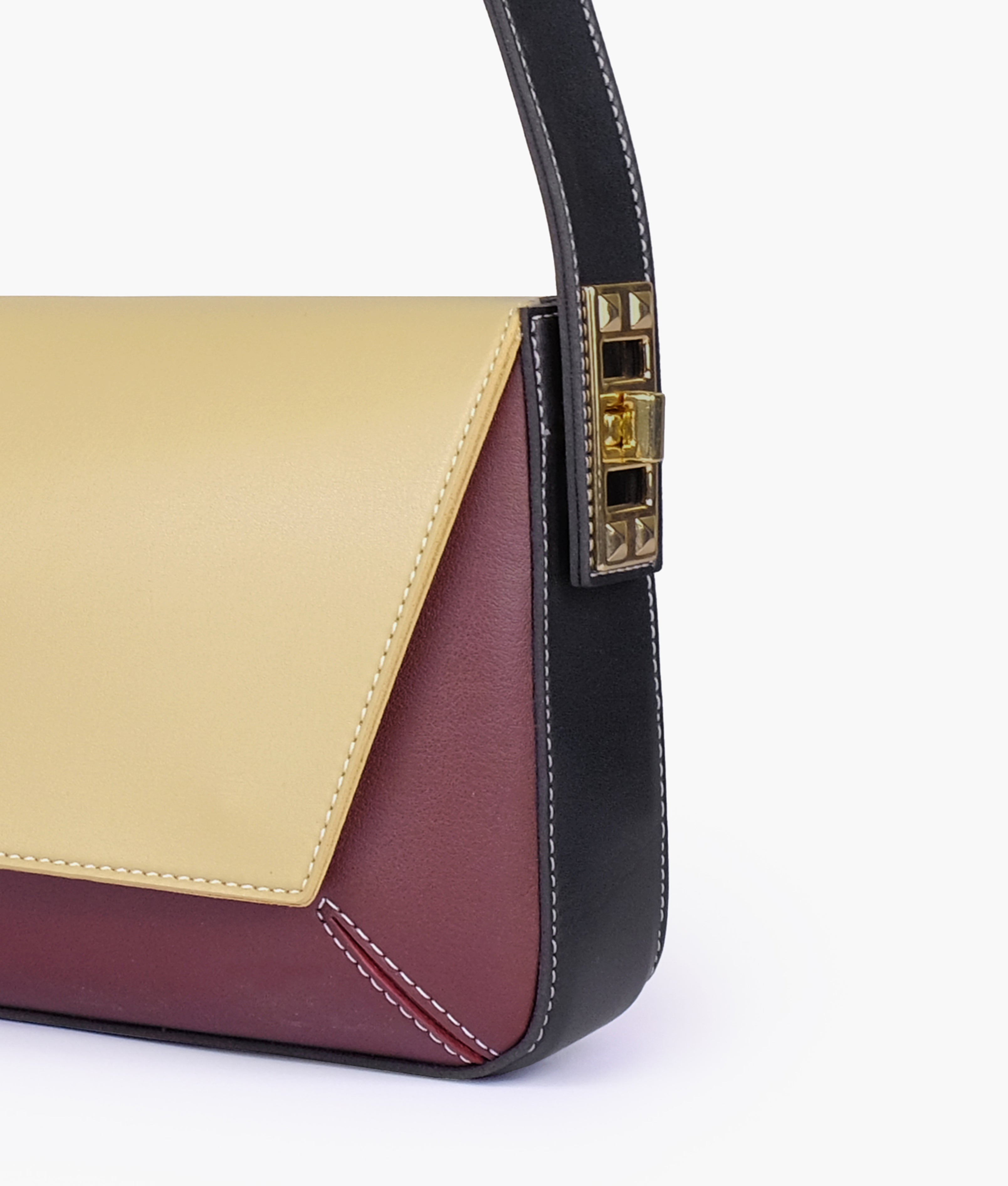 RTW Creation - Neutral color-blocking mini flap bag