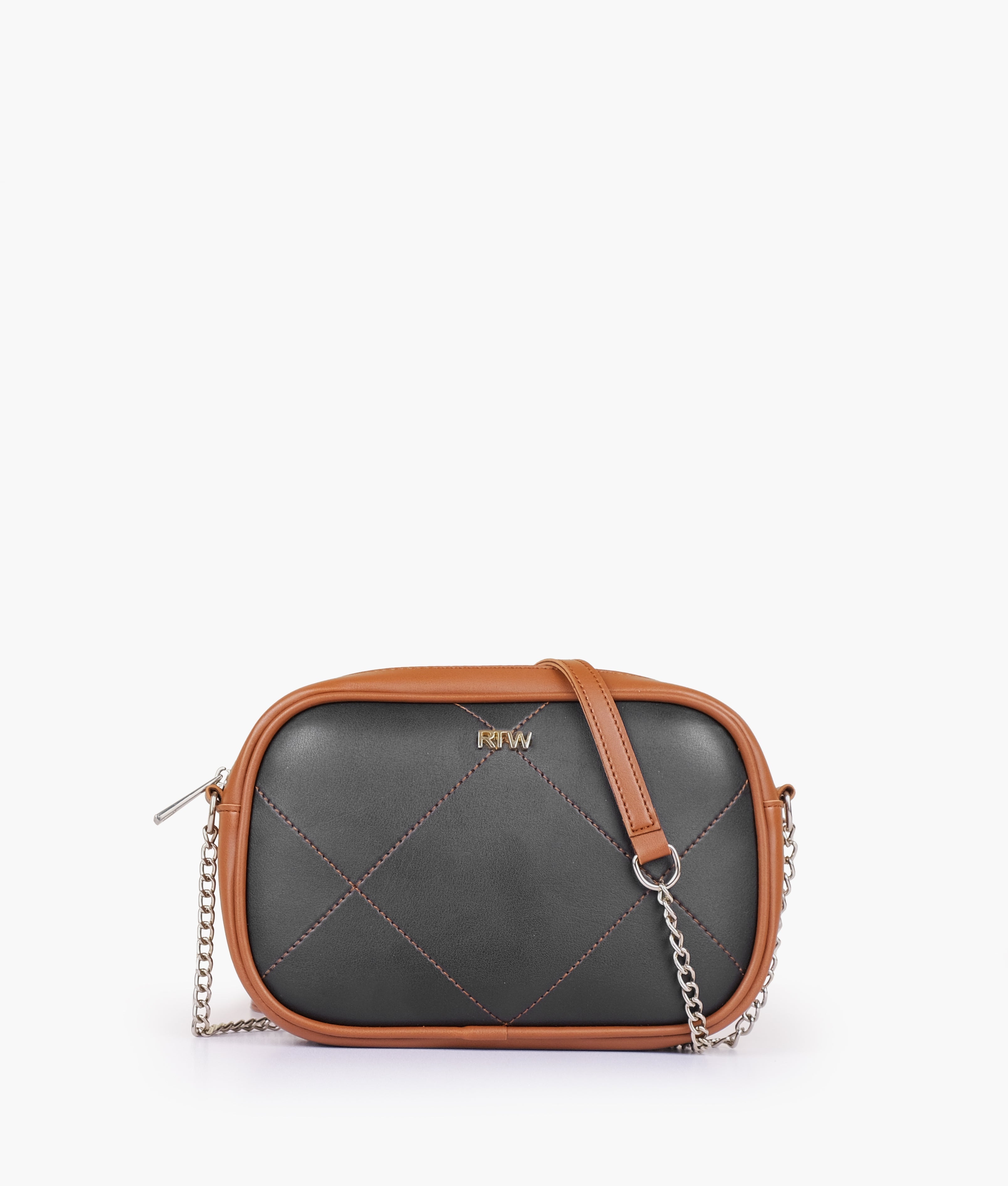 RTW Creation - Black and brown mini quilted crossbody bag