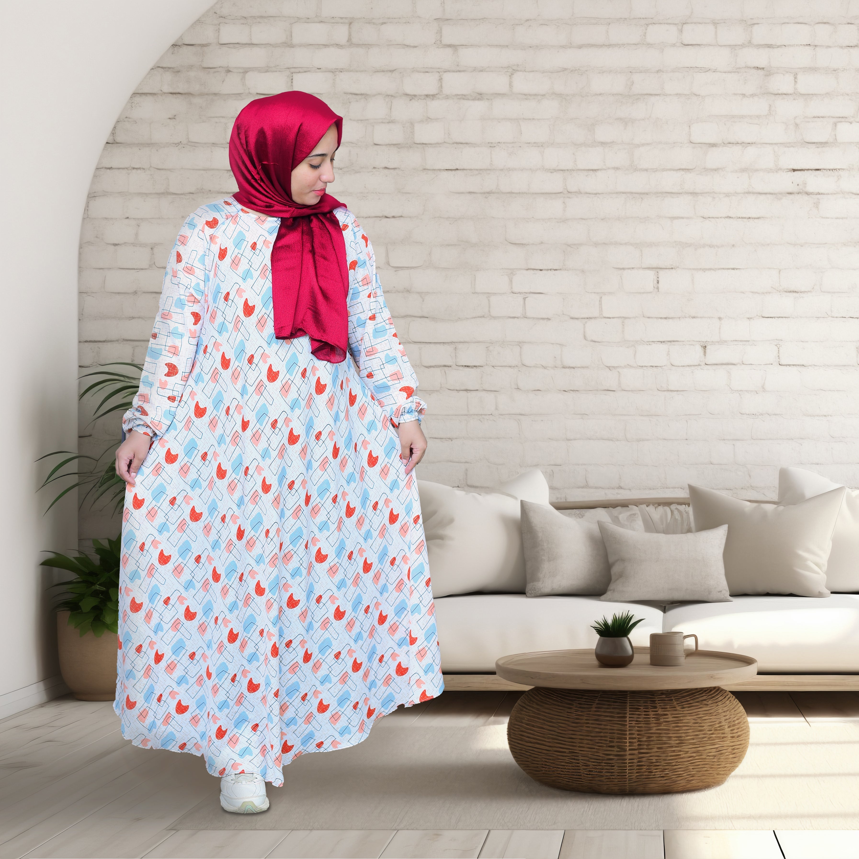Bustangi Printed Chiffon Dress