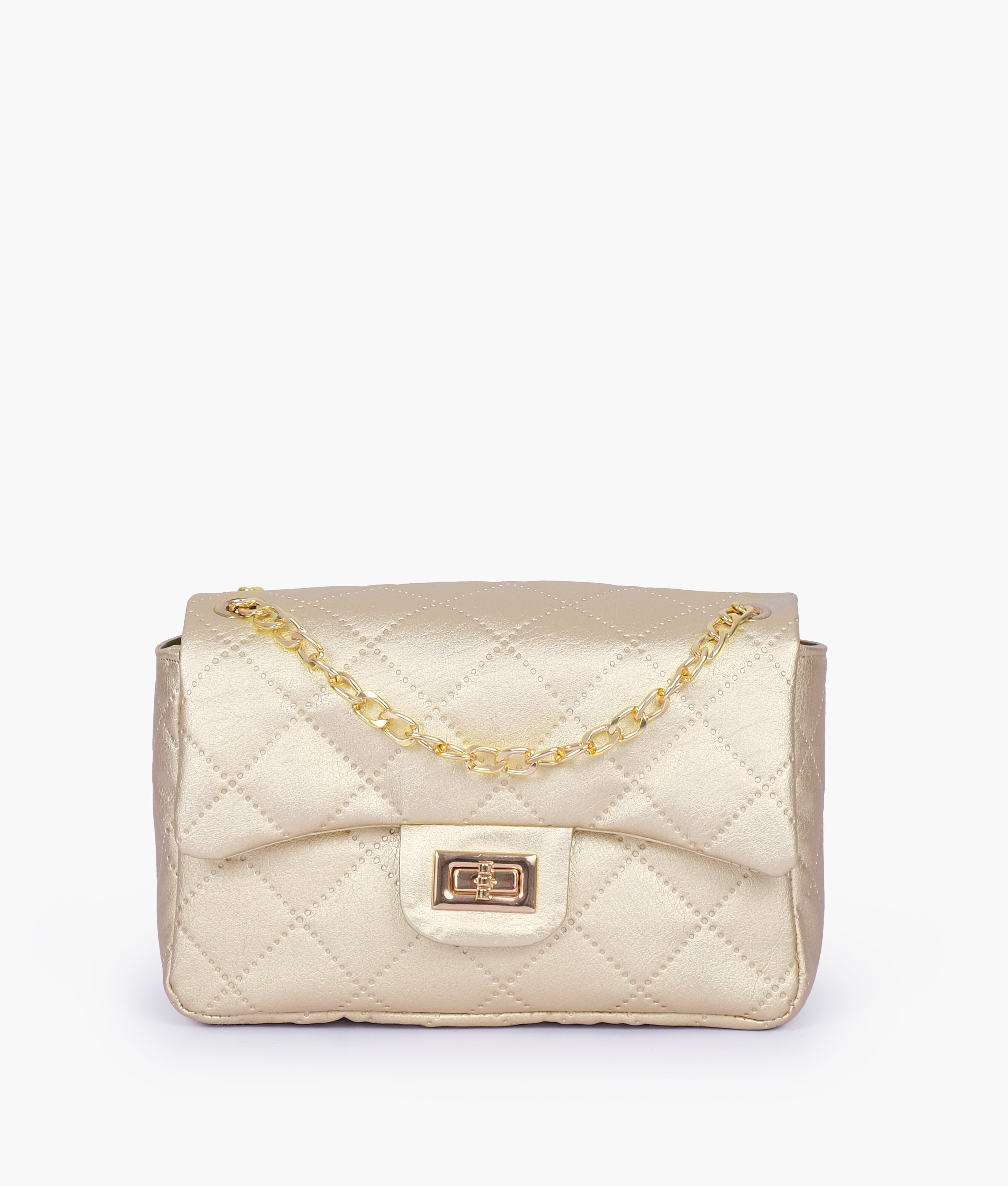 RTW Creation - Golden quilted mini bag with chain