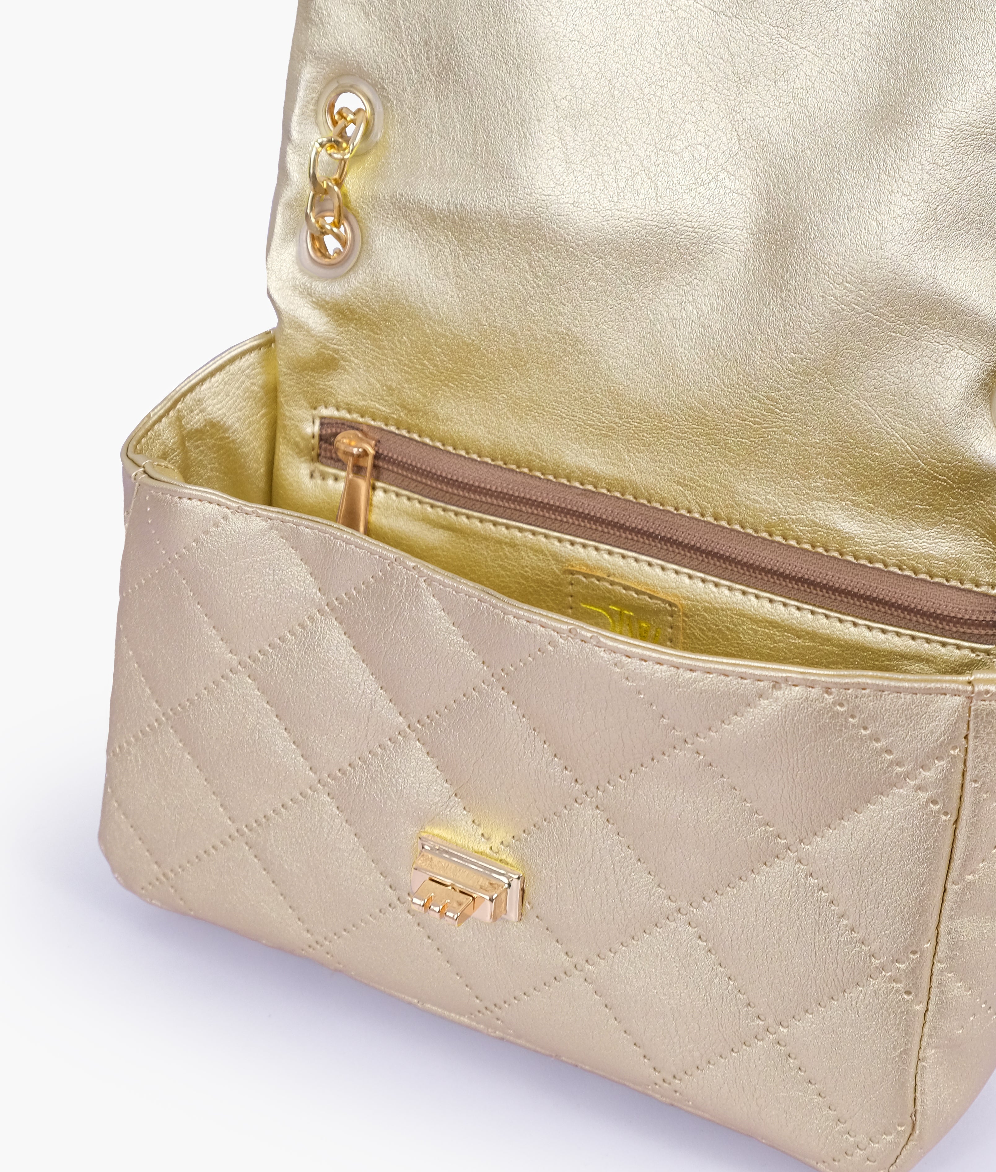 RTW Creation - Golden quilted mini bag with chain