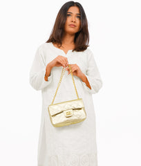 RTW Creation - Golden quilted mini bag with chain