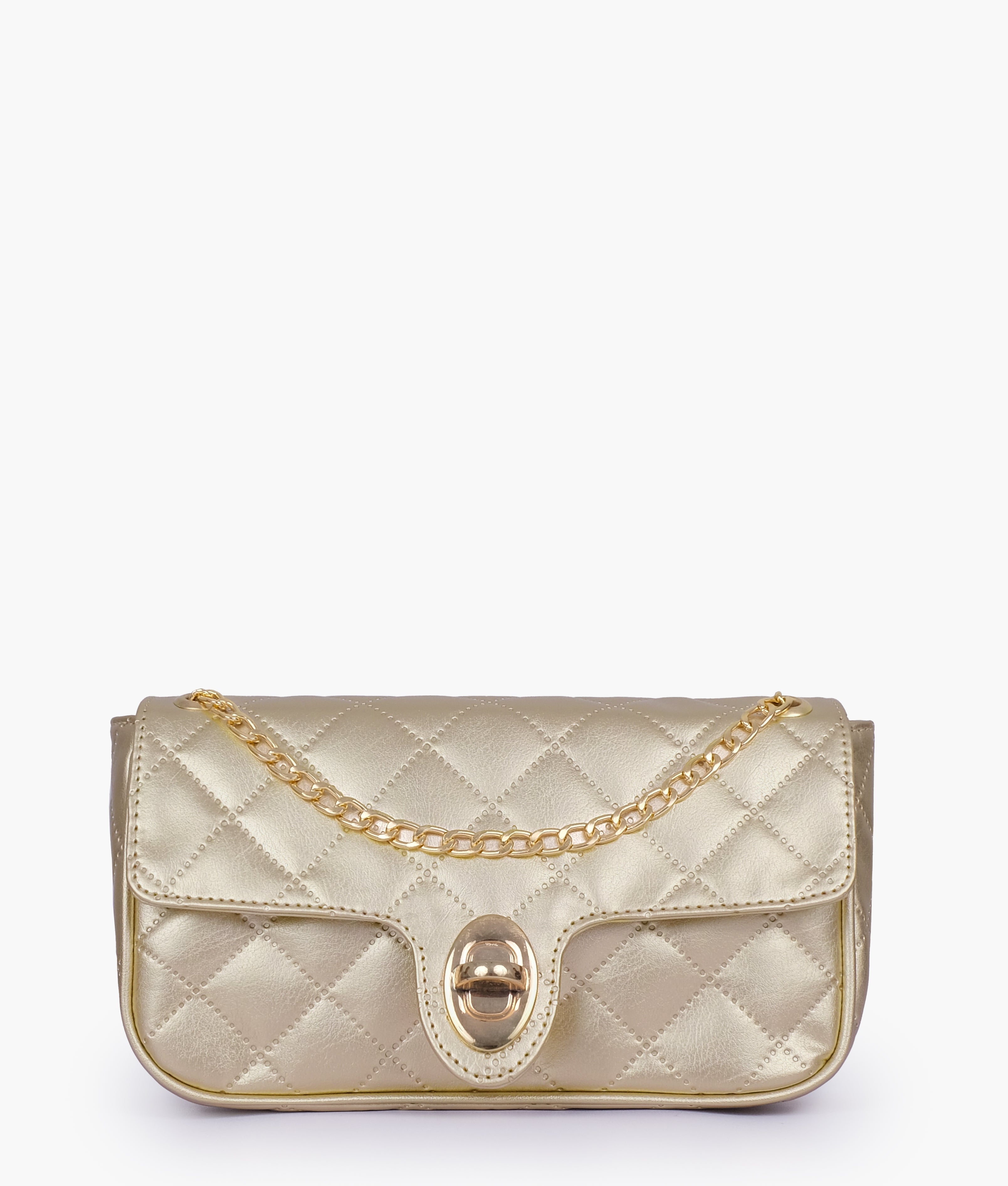 RTW Creation - Golden quilted small shoulder bag with chain