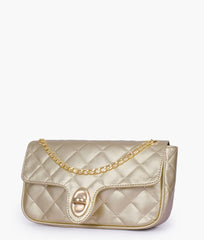 RTW Creation - Golden quilted small shoulder bag with chain