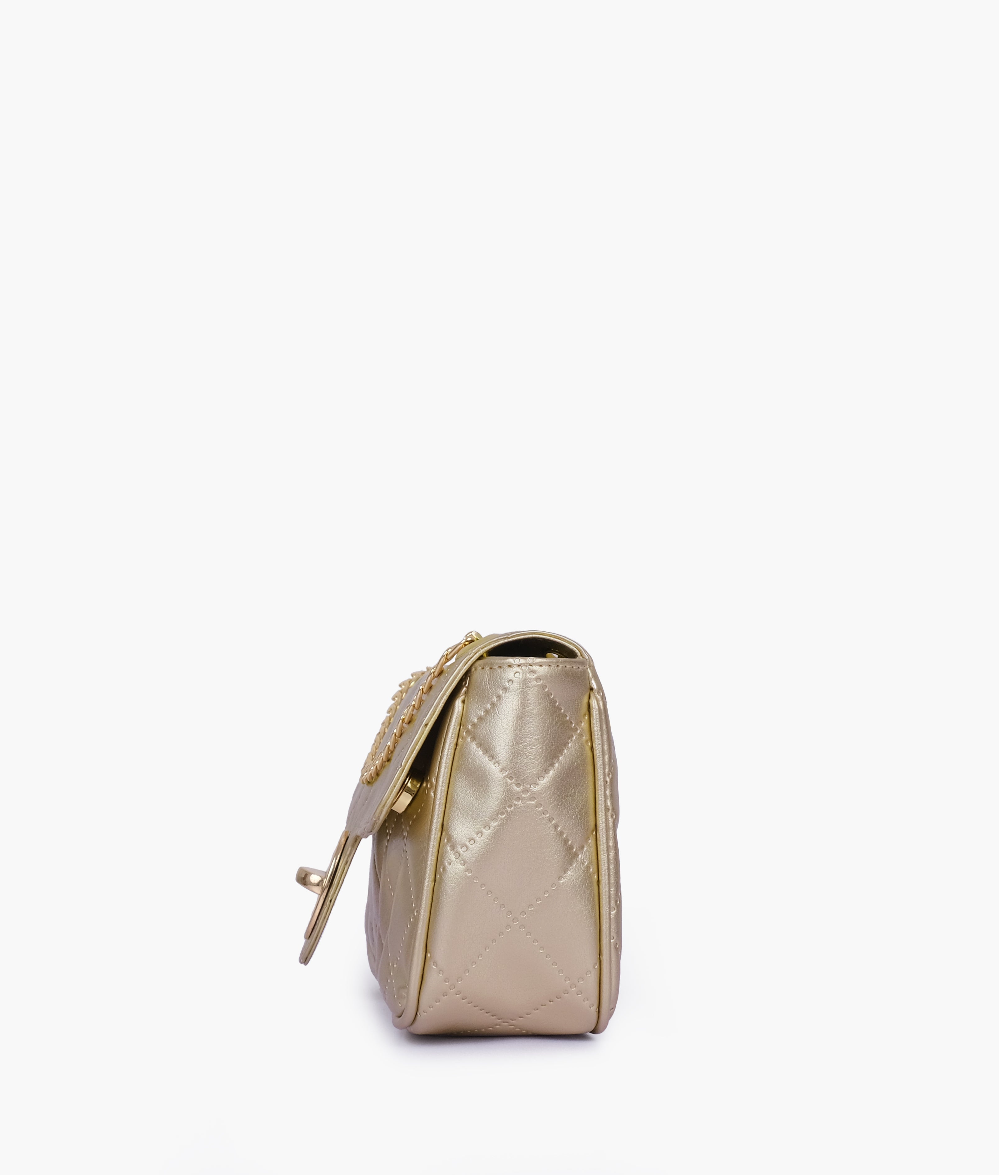 RTW Creation - Golden quilted small shoulder bag with chain