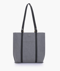 RTW Creation - Grey and black mocha suede double-handle tote