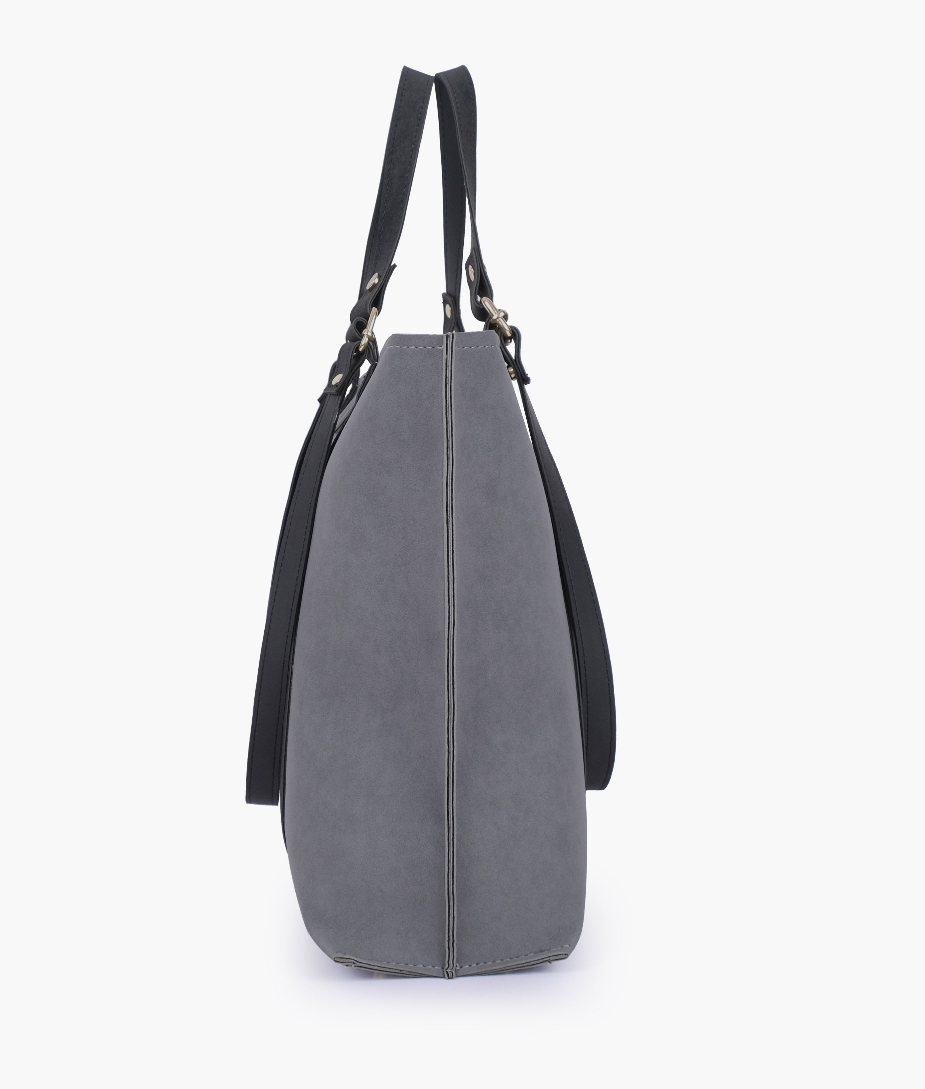 RTW Creation - Grey and black mocha suede double-handle tote