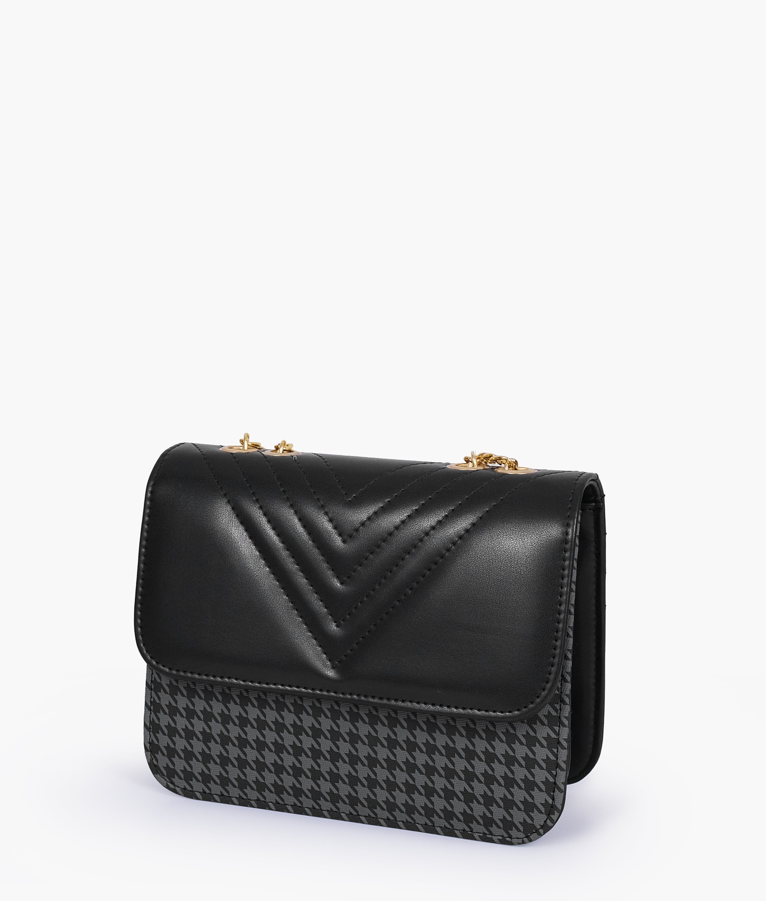 RTW Creation - Grey houndstooth chain cross-body bag