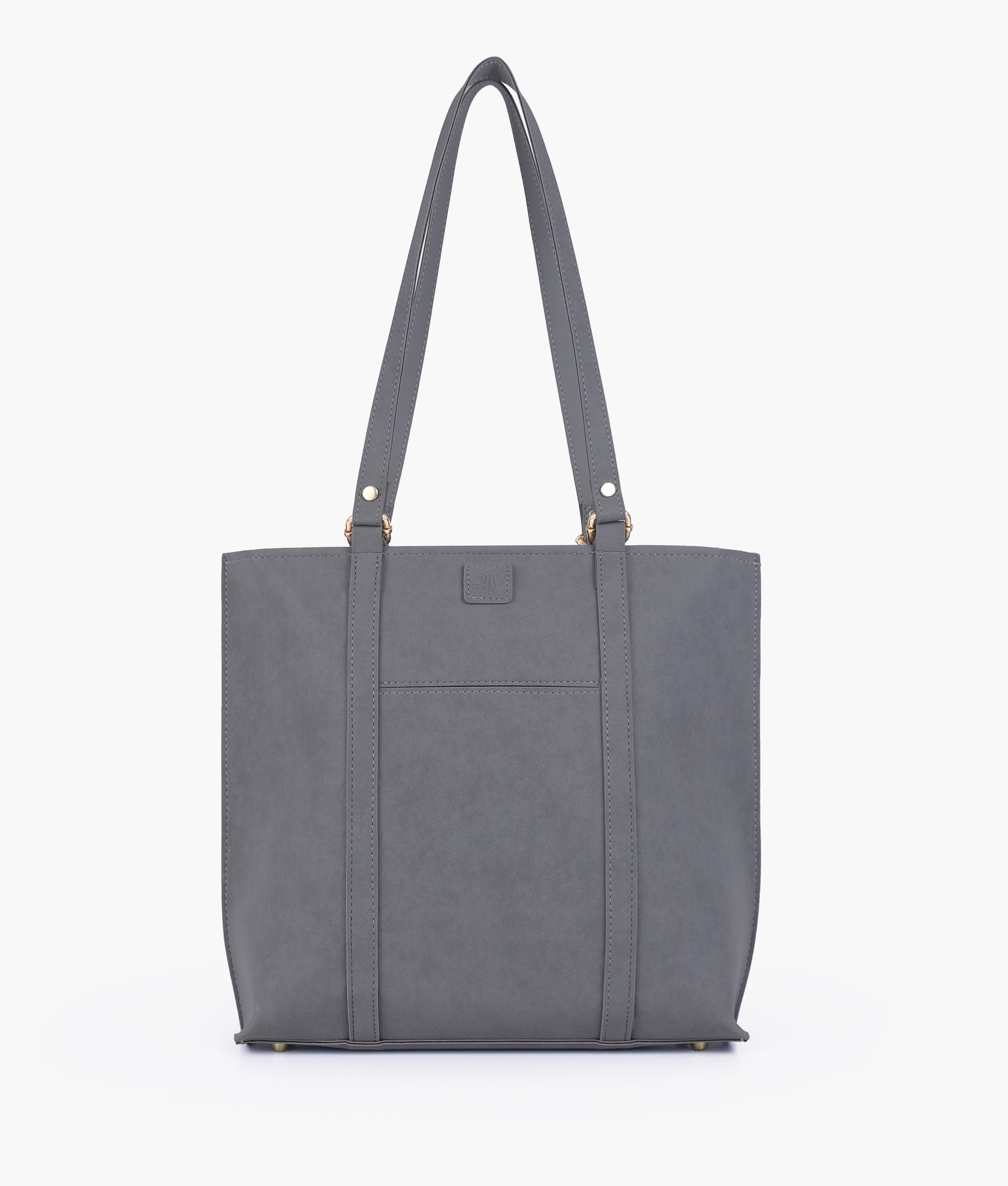 RTW Creation - Grey mocha suede double-handle tote