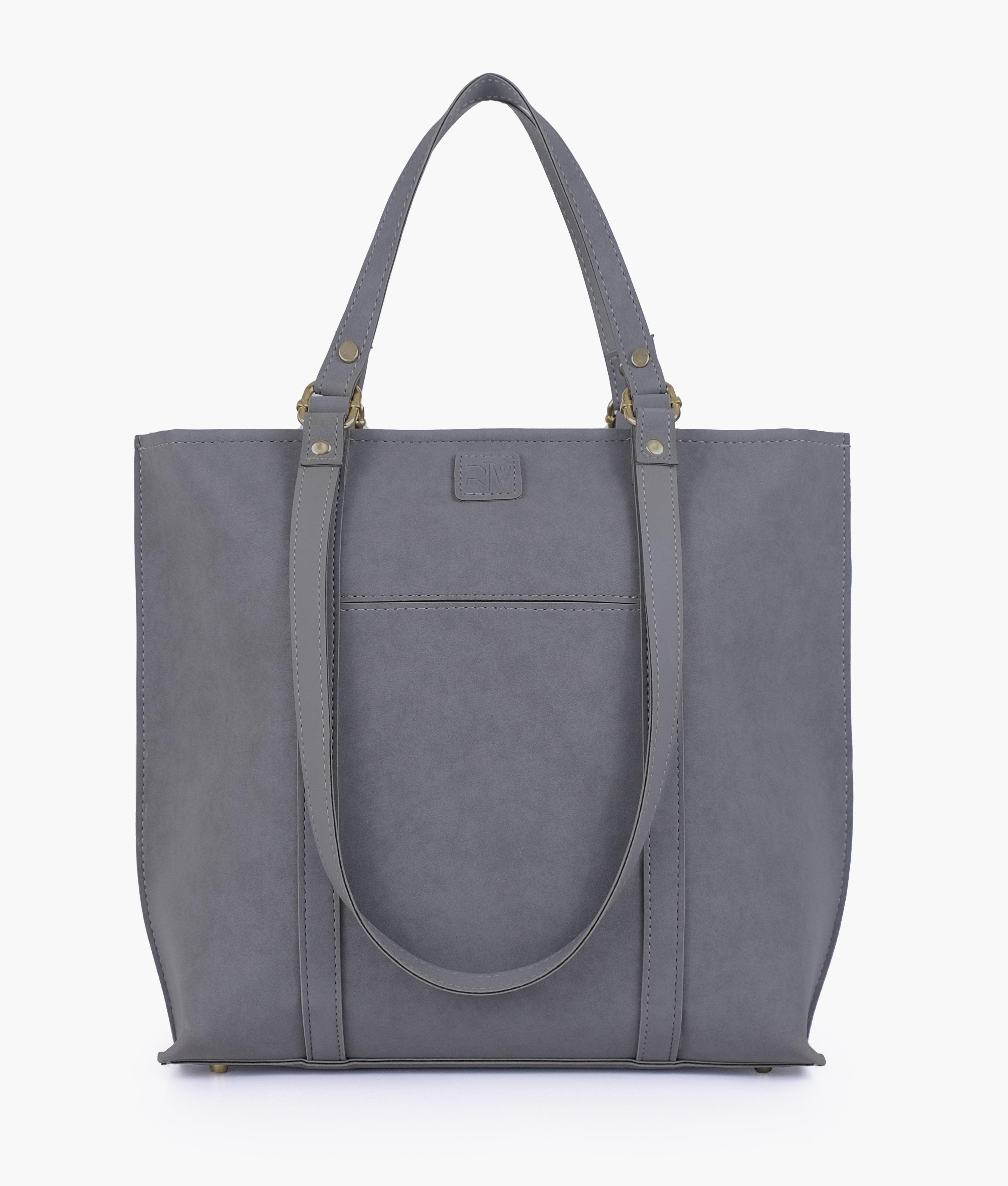 RTW Creation - Grey mocha suede double-handle tote