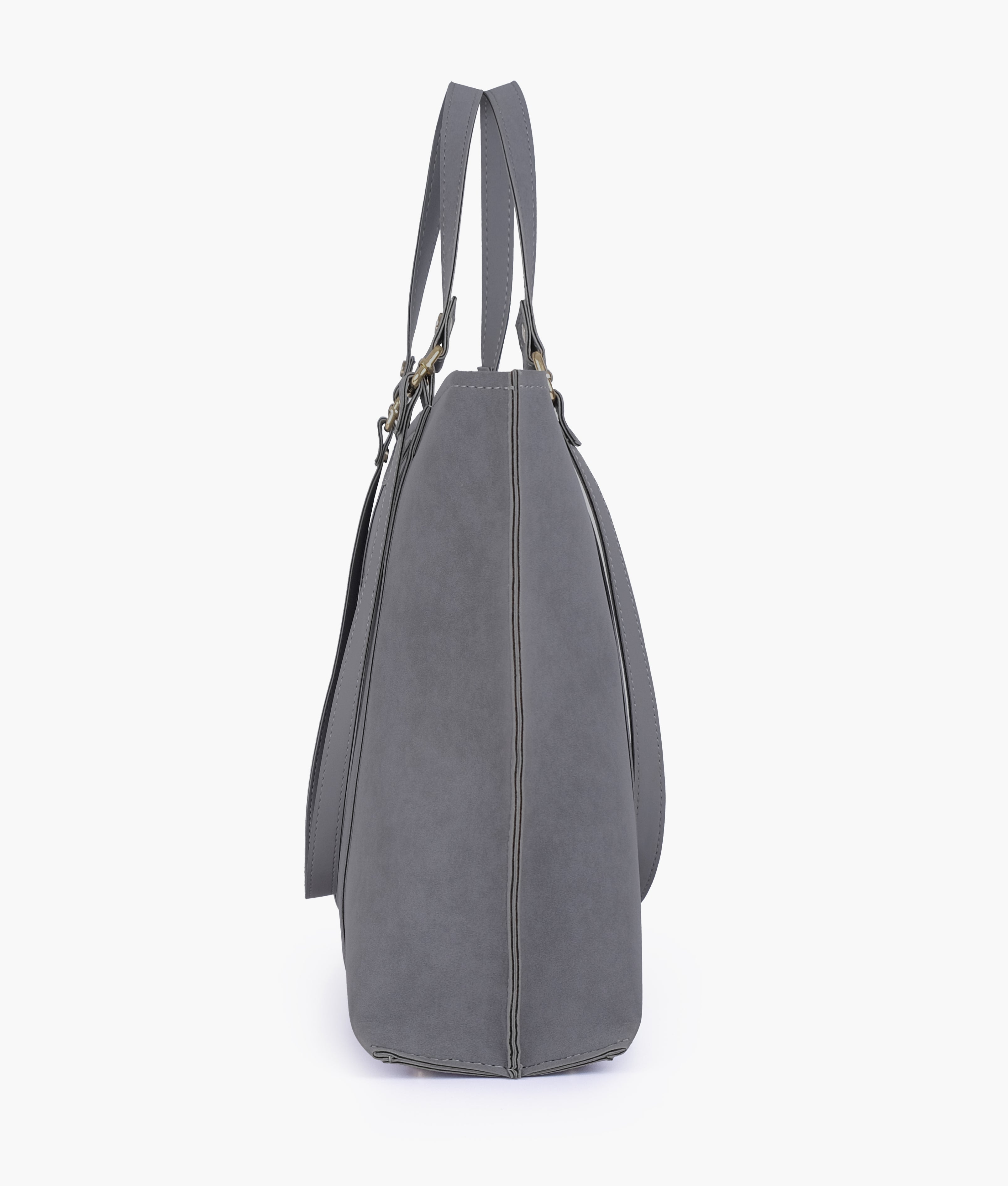 RTW Creation - Grey mocha suede double-handle tote
