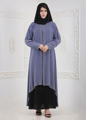 Hijab Ul Hareem Periwinkle with Black Designer Abaya A 0120-BC-A402