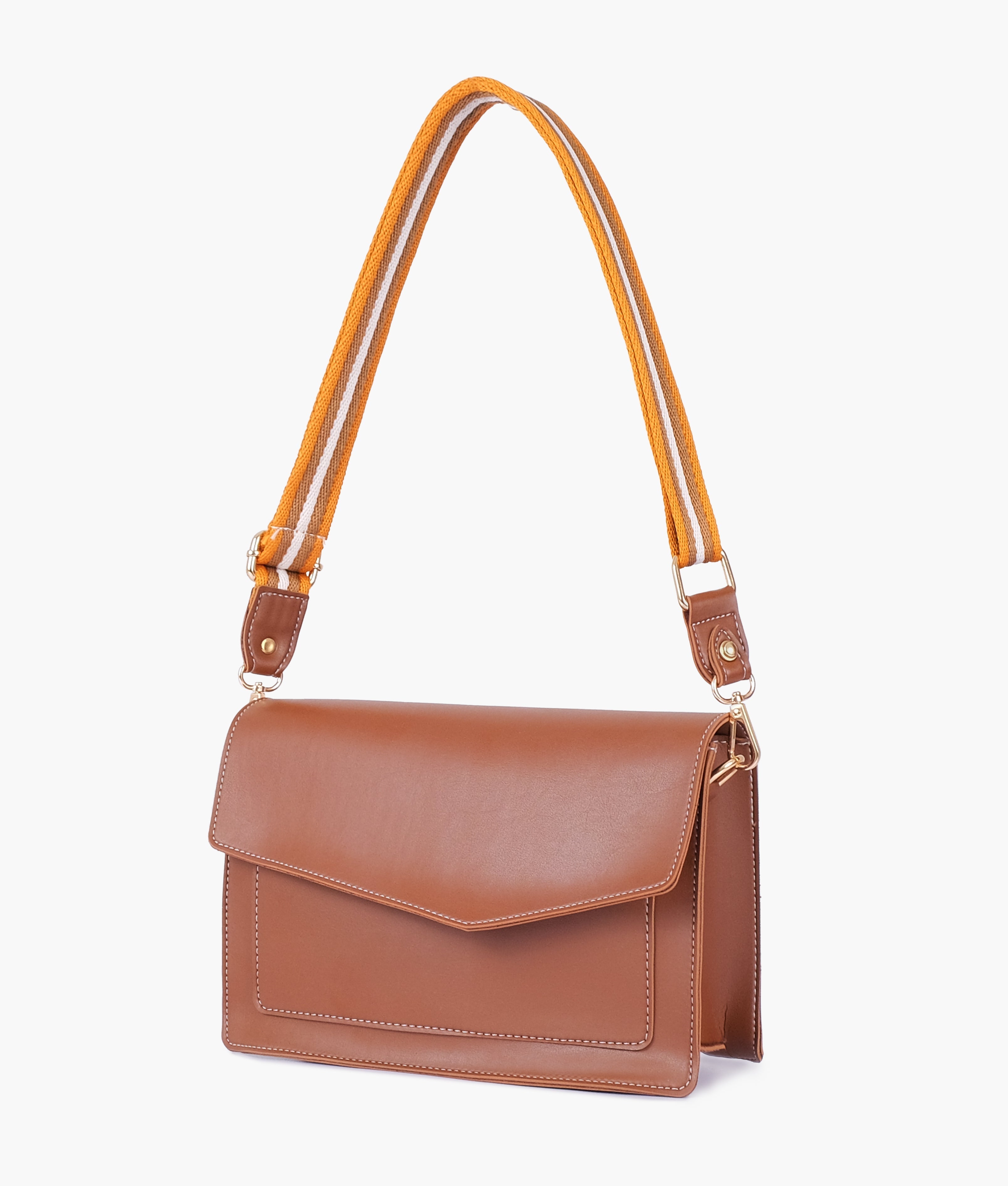 RTW Creation - Brown half flap cross-body bag