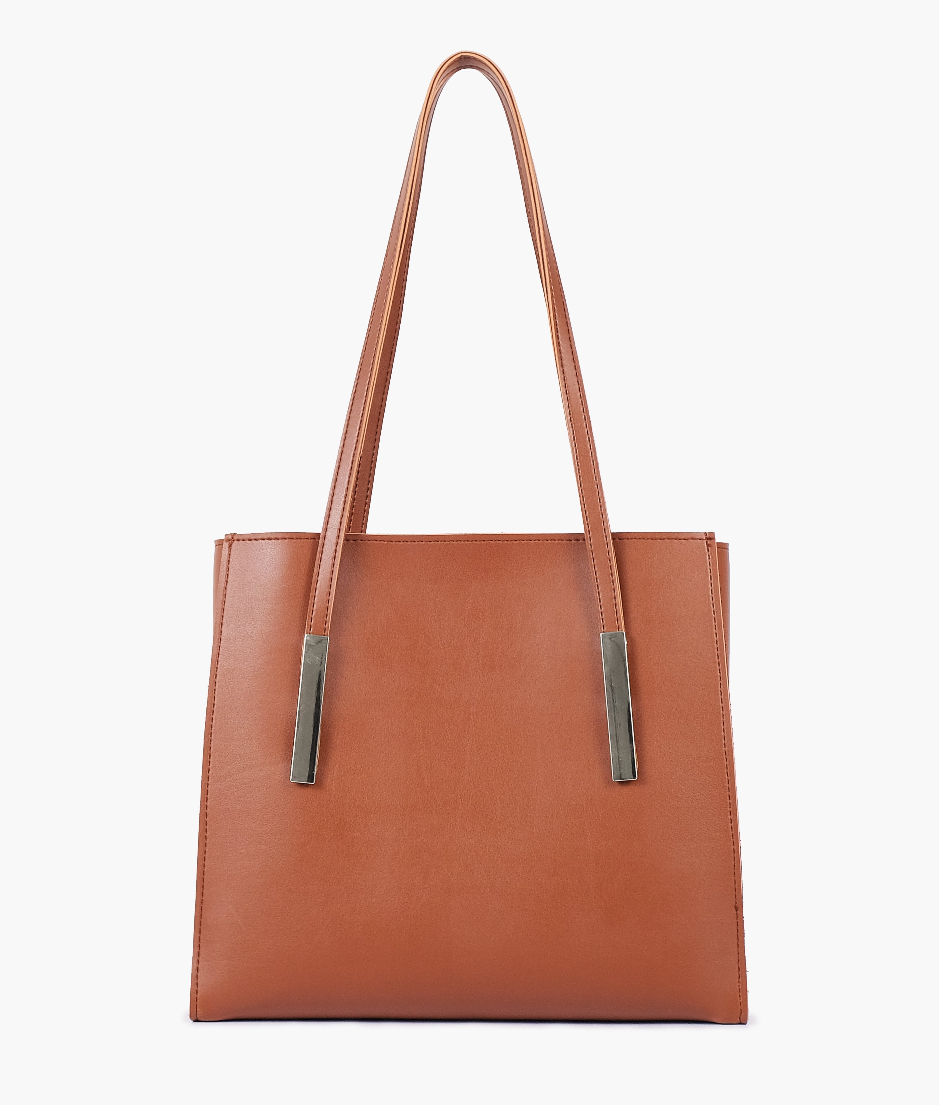RTW Creation - Brown zipper shoulder bag with long handle