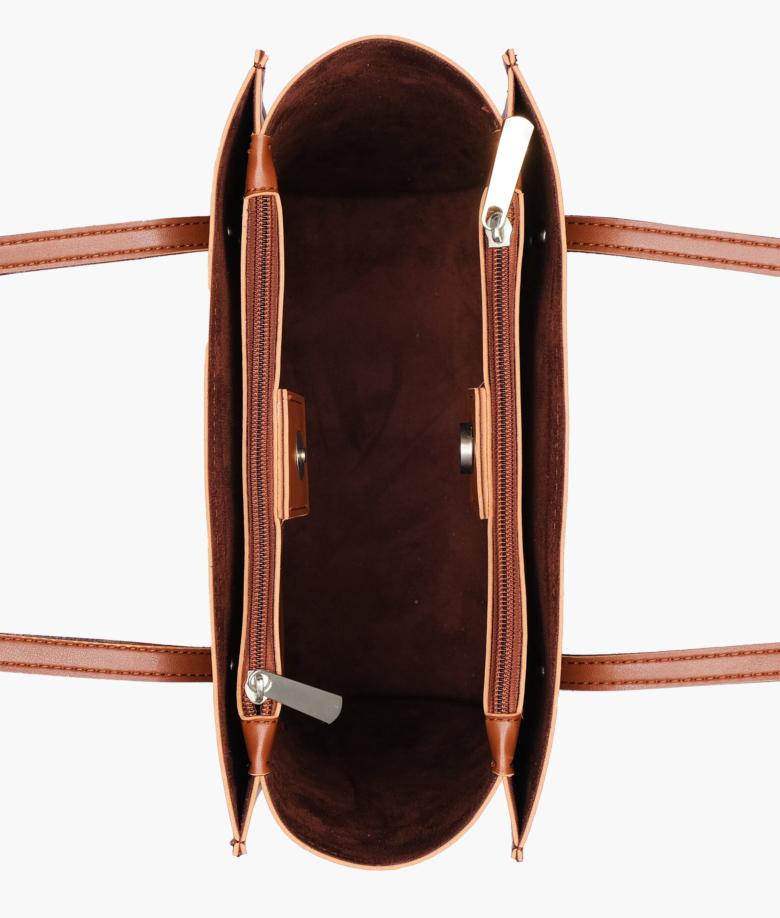 RTW Creation - Brown zipper shoulder bag with long handle