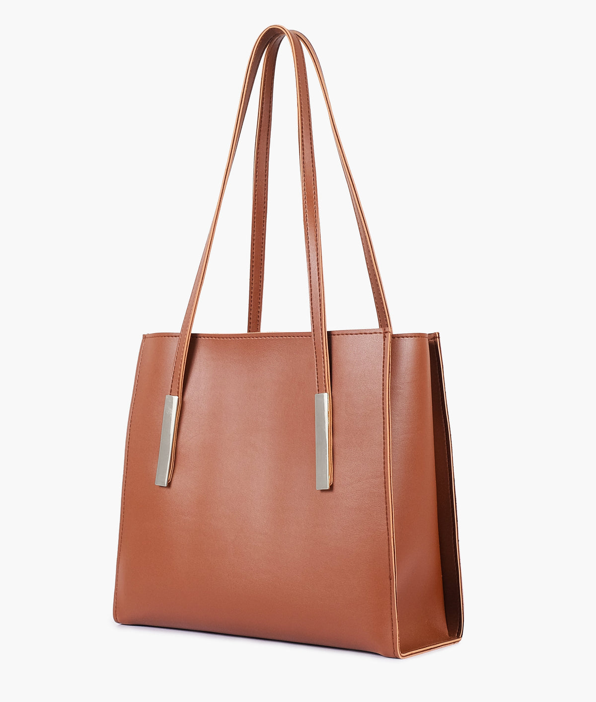 RTW Creation - Brown zipper shoulder bag with long handle