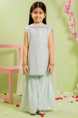 Shop Sequence Embroidered Net 3 Pc Suit in stunning Ice Blueâ??elegant, stylish, and comfortable dress for girls.