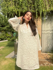 Manahils Stitched Co Ords Crochet Net With Tulip