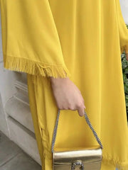 Manahils Stitched Threaded Love Yellow.