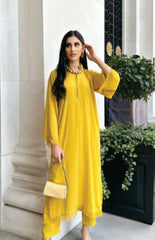 Manahils Stitched Threaded Love Yellow.