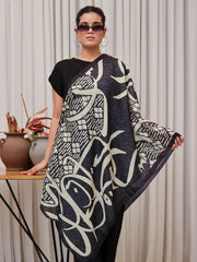 Tng By Md Stole Collection-Mehar Stole (Black And Beige)