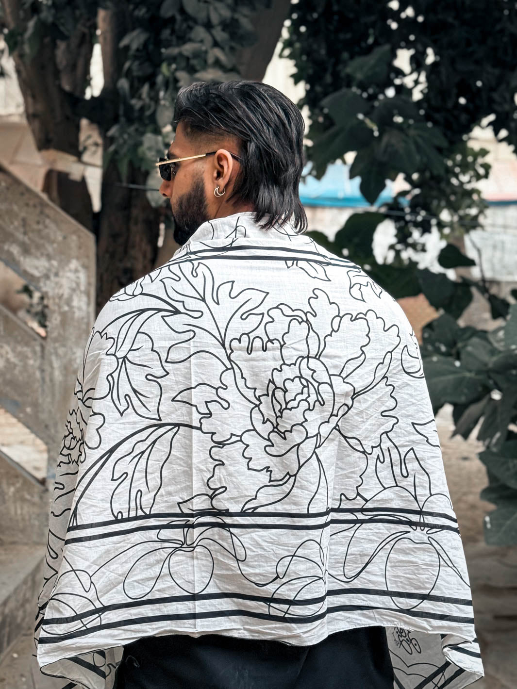 Tng By Md Men Stole Collection-Floral Stole (White - Men)