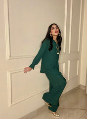 Manahils Stitched Co Ords C0-Ord Set Green