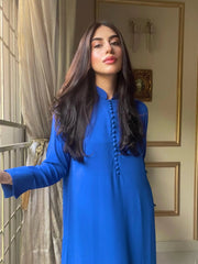 Manahils Stitched Royal Blue Button Set
