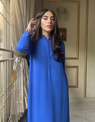 Manahils Stitched Royal Blue Button Set