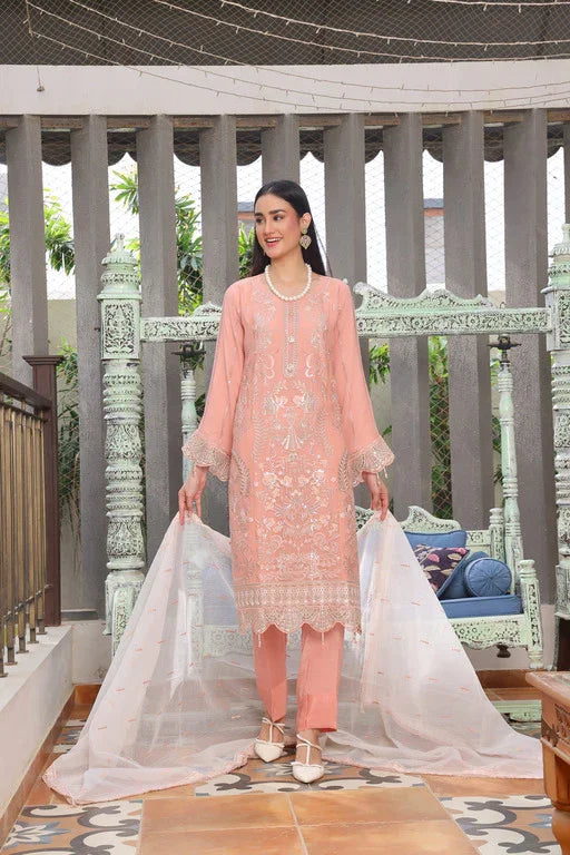 Dressline Semi Stitched 3 Pcs Emb Luxury Chiffon Collection