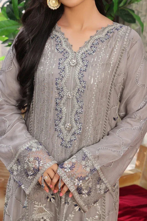 Dressline Semi Stitched 3 Pcs Emb Luxury Chiffon Collection