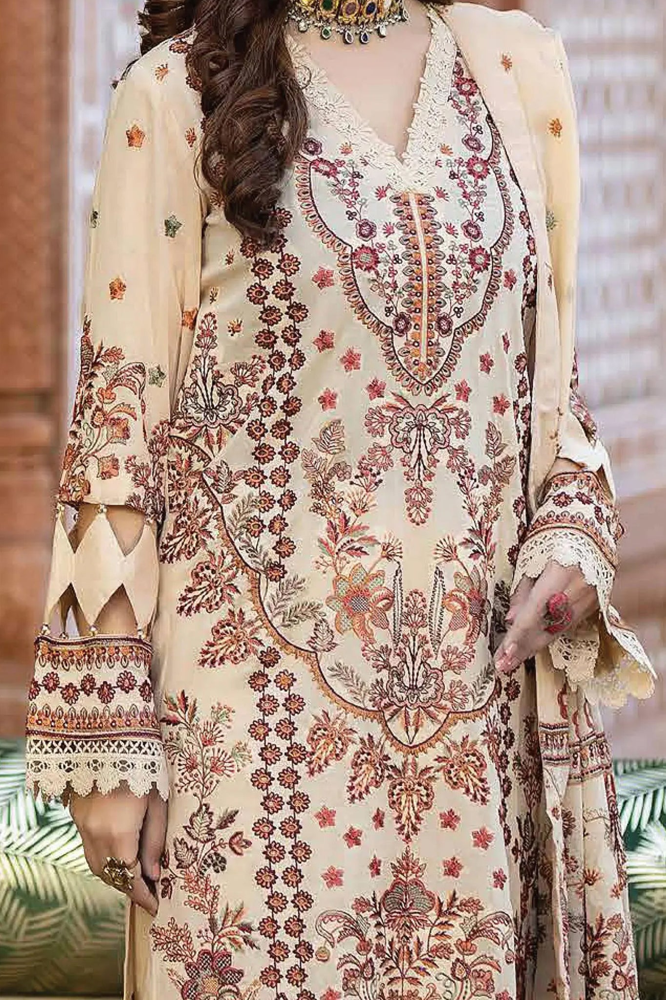 Johra Gold Unstitched 3 Piece Swiss Voil Emb Collection'2024-JH-149