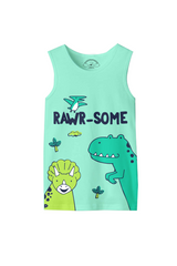 12 AM By Khawar Latif Cute Dino Kids Selves Less Shirt